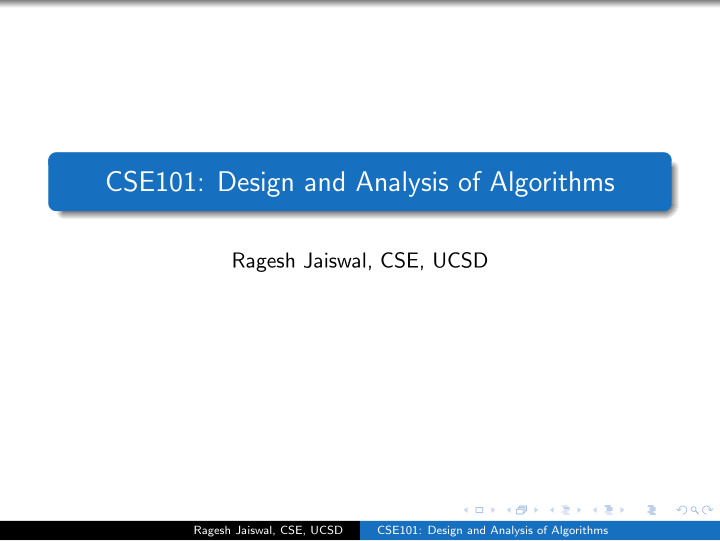 cse101 design and analysis of algorithms