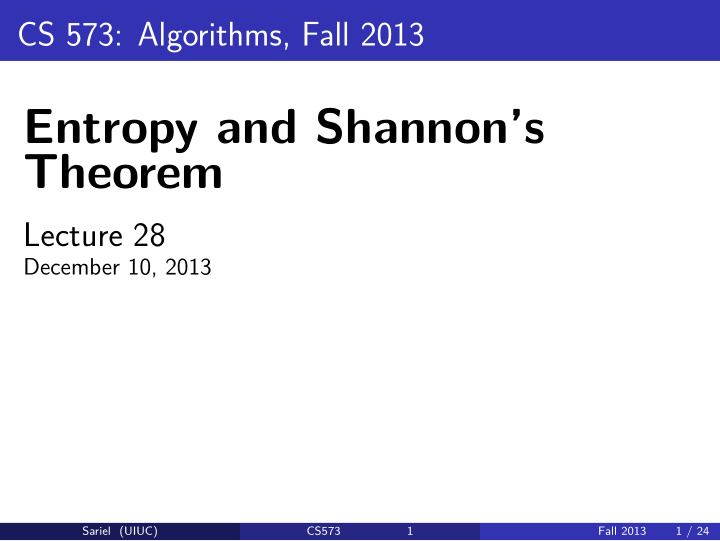 entropy and shannon s theorem