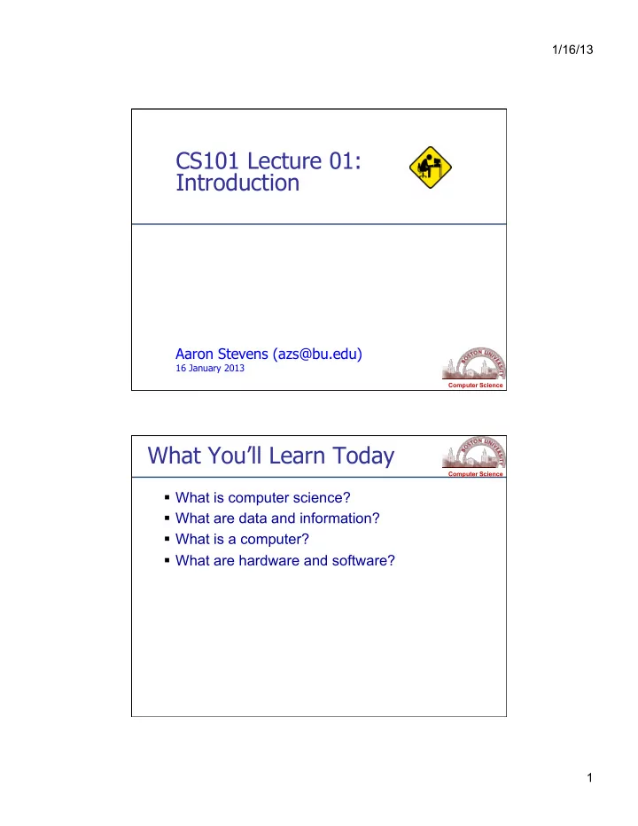 cs101 lecture 01 introduction