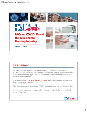 Disclaimer  As we continue to monitor the developments surrounding Coronavirus  (COVID-19), this