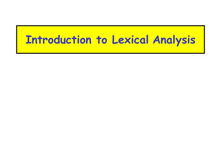 introduction to lexical analysis