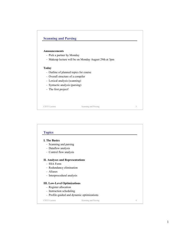 scanning and parsing