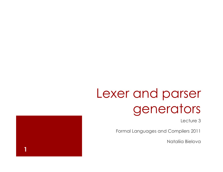lexer and parser generators