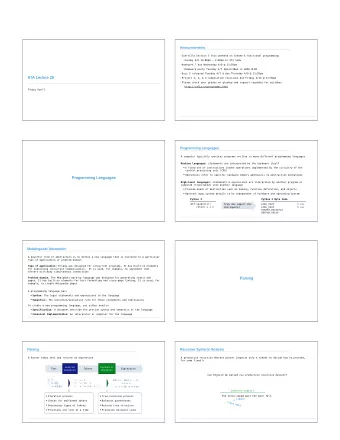 61A Lecture 26  Project 1, 2, &amp; 3 composition revisions due Friday 4/13 @ 11:59pm  Please