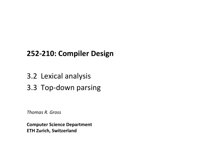 252 210 compiler design 3 2 lexical analysis 3 3 top down