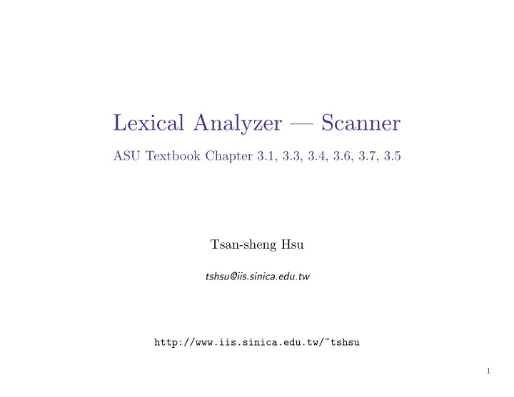 lexical analyzer scanner
