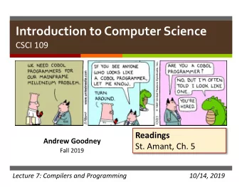 Introduction to Computer Science  CSCI 109  China  Tianhe-2  Readings  Andrew Goodney  St.