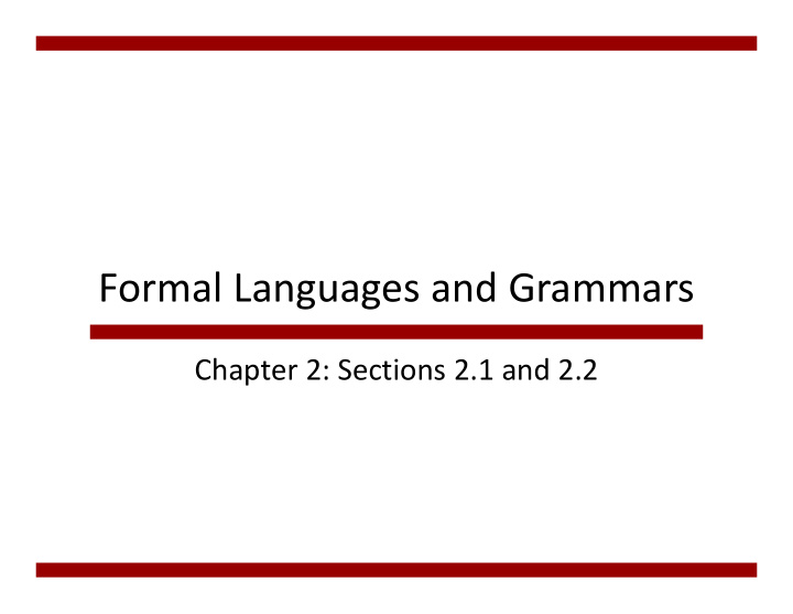 formal languages and grammars
