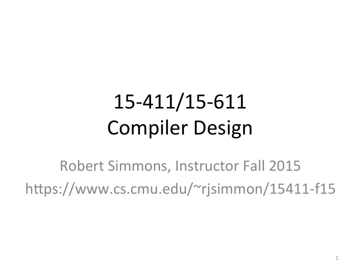 15 411 15 611 compiler design