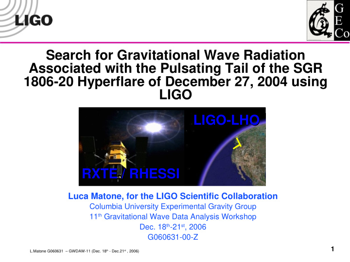 search for gravitational wave radiation associated with