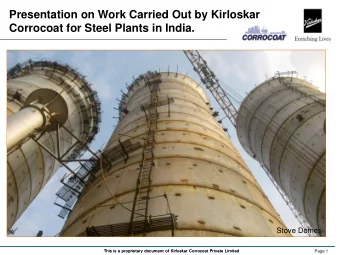 Stove Domes  This is a proprietary document of Kirloskar Corrocoat Private Limited  This is a