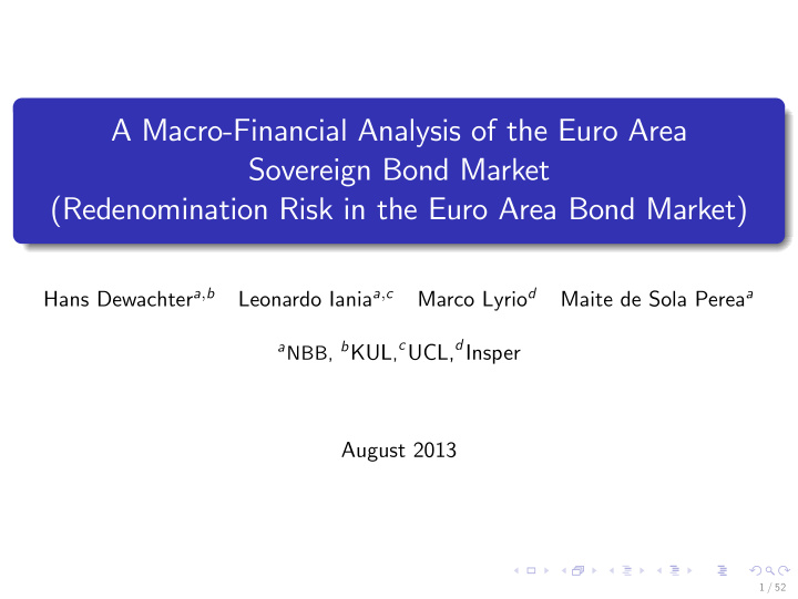 a macro financial analysis of the euro area sovereign