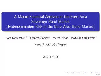 A Macro-Financial Analysis of the Euro Area  Sovereign Bond Market  (Redenomination Risk in the