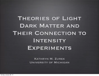 Theories of Light  Dark Matter and  Their Connection to  Intensity  Experiments  Kathryn M. Zurek