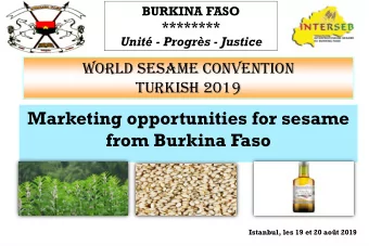 Marketing opportunities for sesame  from Burkina Faso  Istanbul, les 19 et 20 aot 2019