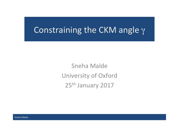 constraining the ckm angle