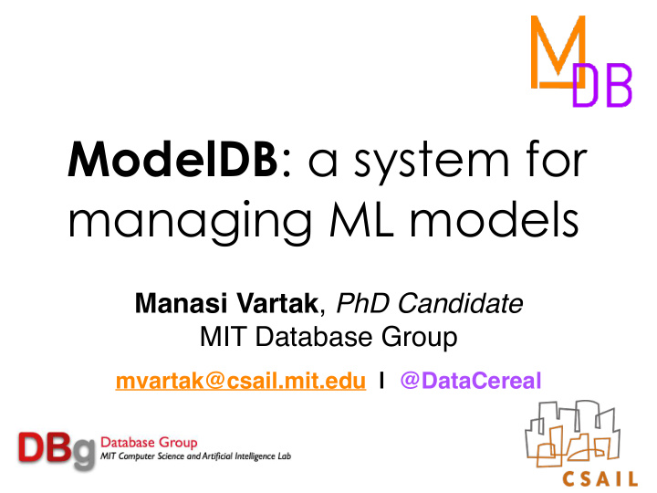 modeldb a system for managing ml models