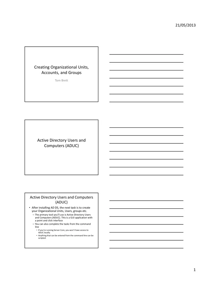 creating organizational units accounts and groups