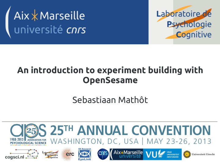 an introduction to experiment building with opensesame