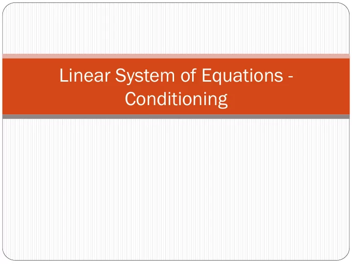 linear system of equations conditioning