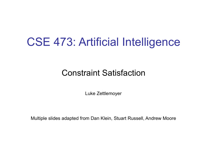 cse 473 artificial intelligence