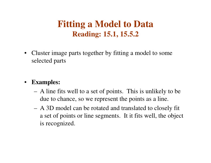 fitting a model to data