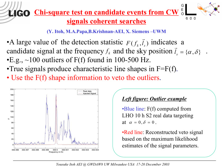 chi square test on candidate events from cw signals