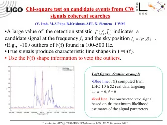 Chi-square test on candidate events from CW  signals coherent searches  (Y. Itoh,