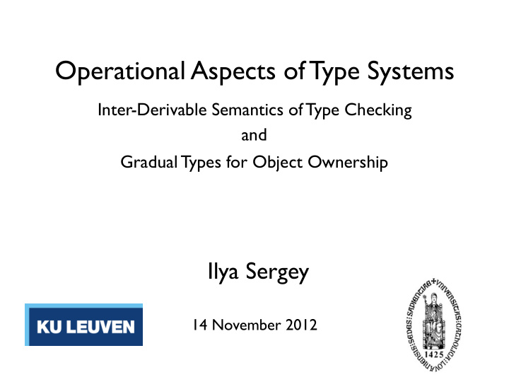 operational aspects of type systems
