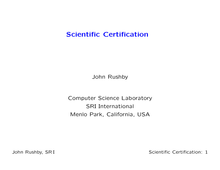 scientific certification