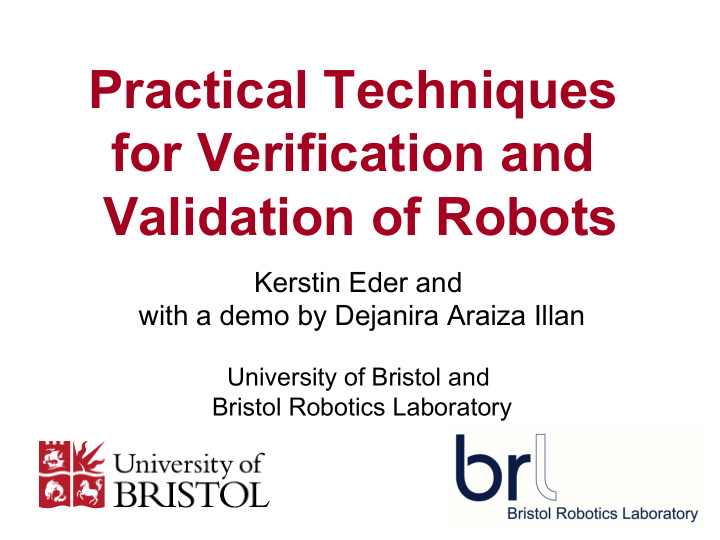 practical techniques for verification and validation of