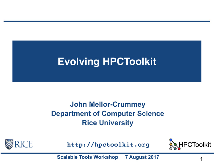 evolving hpctoolkit