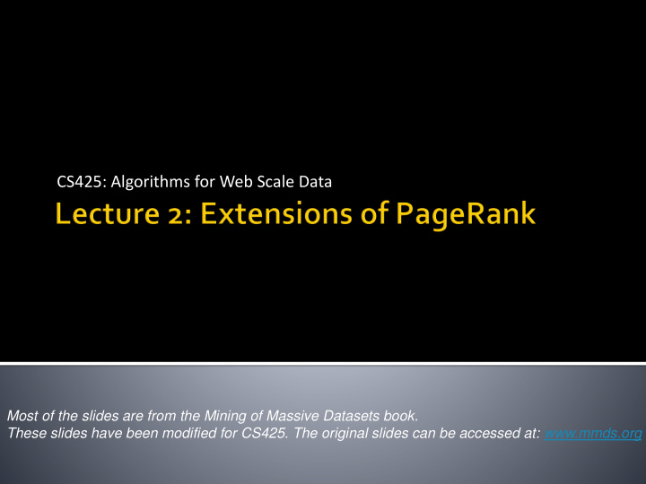 cs425 algorithms for web scale data