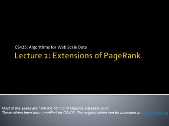 CS425: Algorithms for Web Scale Data  Most of the slides are from the Mining of Massive Datasets