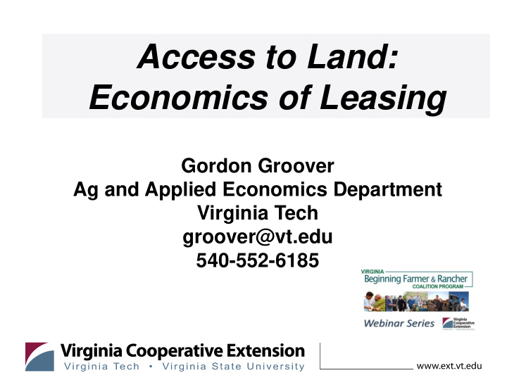 access to land economics of leasing