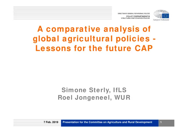 a comparative analysis of global agricultural policies
