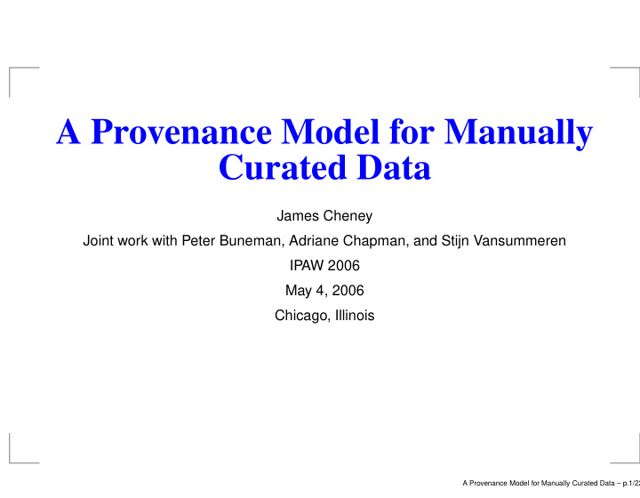 a provenance model for manually curated data
