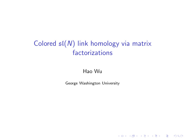 colored sl n link homology via matrix factorizations