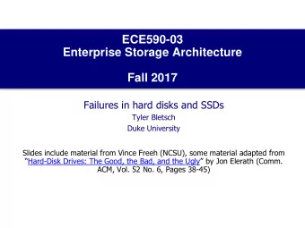 ECE590-03  Enterprise Storage Architecture  Fall 2017  Failures in hard disks and SSDs  Tyler