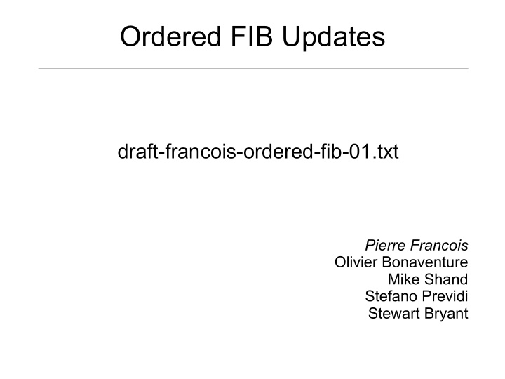 ordered fib updates