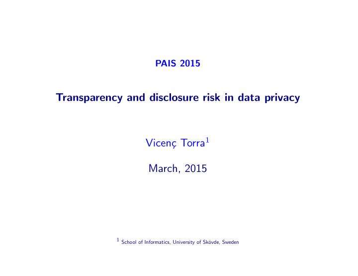 transparency and disclosure risk in data privacy