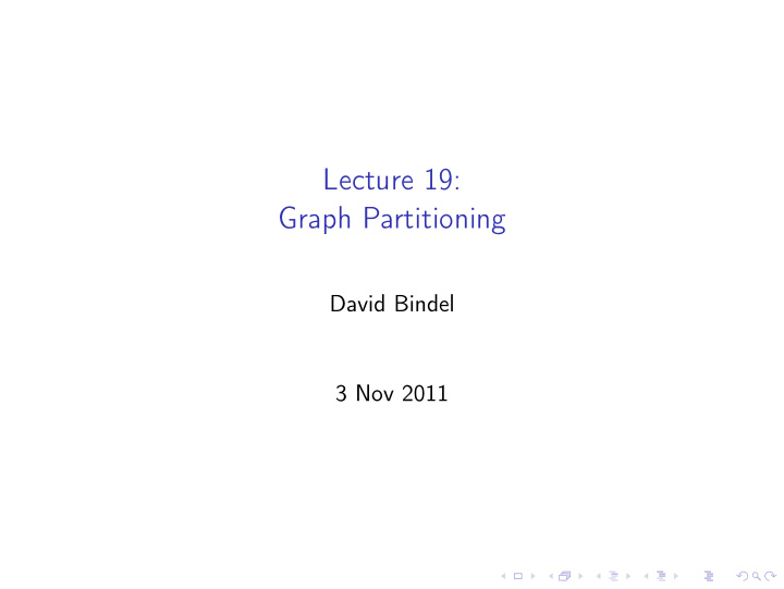 lecture 19 graph partitioning