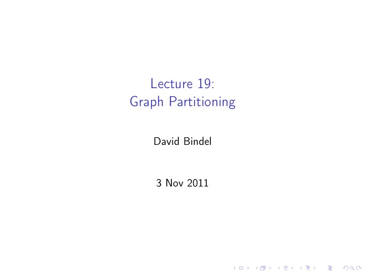 lecture 19 graph partitioning
