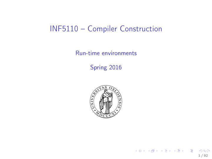 inf5110 compiler construction