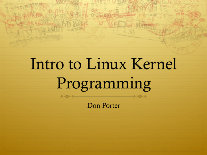 intro to linux kernel programming