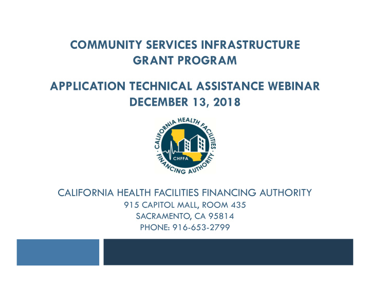 community services infrastructure grant program