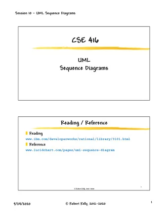 CSE 416  UML  Sequence Diagrams  Reading / Reference  Reading