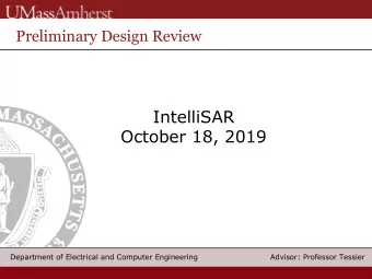 IntelliSAR  October 18, 2019  Department of Electrical and Computer Engineering  Department of