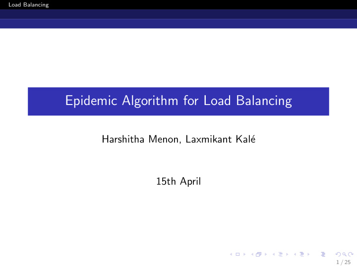epidemic algorithm for load balancing