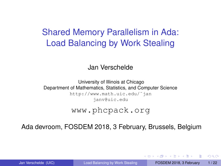shared memory parallelism in ada load balancing by work